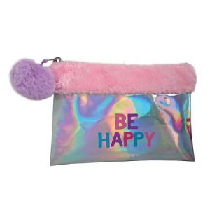 Piórnik saszetka Stnux Holografik Be Happy, Różowa